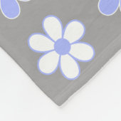 Sky Blue en White Flowers op Silver Grey Fleece Deken (Hoek)