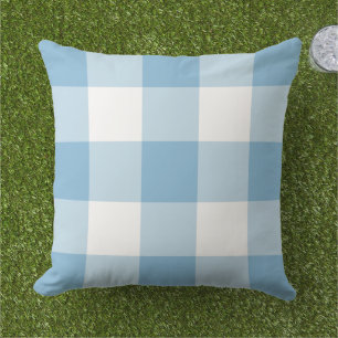 Sky Blue en White Gingham Pset Pattern Buitenkussen
