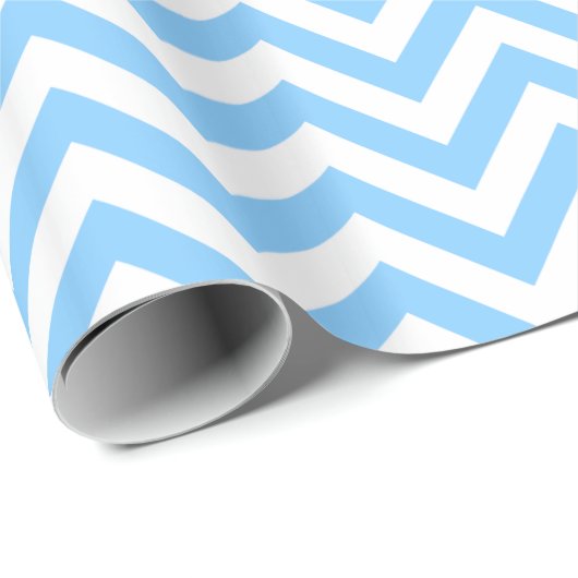 Sky Blue en White Large Chevron ZigZag Pattern Cadeaupapier (Rol Hoek)