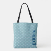 Sky Blue en White Polka Dot Gepersonaliseerd Draagtas (Achterkant)