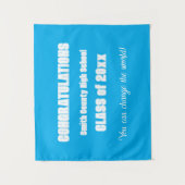 Sky Blue en White School Kleuren Afstuderen Wandkleed (Voorkant)