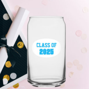 Sky Blue en White School Kleuren Klassenjaar Blikvorm Glas