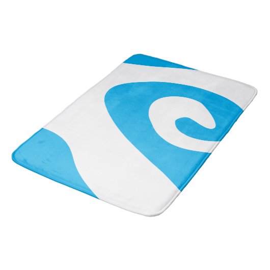 Sky Blue en White Swirl Wave Badmat (Gekanteld)