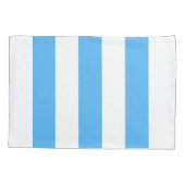 Sky Blue en White - Verticaal brede streep Kussensloop (Achterkant)