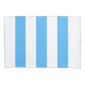 Sky Blue en White - Verticaal brede streep Kussensloop (Voorkant)