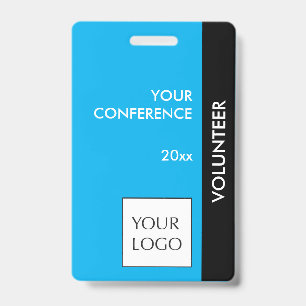 Sky Blue et Black Event Volunteer Logo Badge