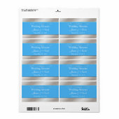Sky Blue et Silver Mariage Mini Étiquettes de vin (Feuille entière)