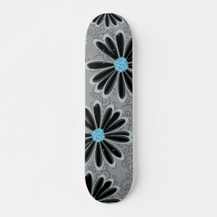 Sky Blue Floral Dotted Tribal Daisy Tattoo Patroon Skateboard