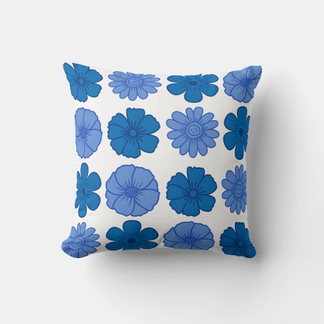 Sky Blue Floral Pattern Sierkussen (Voorkant)