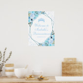 Sky Blue Floral Quinceanera Affiche de bienvenue (Cuisine)