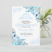 Sky Blue Floral Quinceanera Invitation Anniversair (Debout devant)