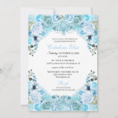 Sky Blue Floral Quinceanera Invitation Anniversair (Dos)