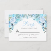 Sky Blue Floral RSVP Enclosure Kaart (Voorkant)