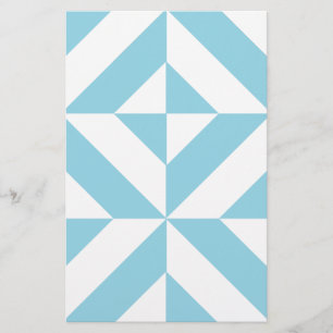 Sky Blue Geometric Deco Cube Patroon Briefpapier