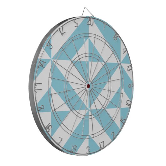 Sky Blue Geometric Deco Cube Patroon Dartbord (Voorkant Links)