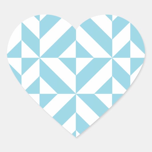 Sky Blue Geometric Deco Cube Patroon Hart Sticker (Voorkant)