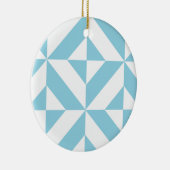 Sky Blue Geometric Deco Cube Patroon Keramisch Ornament (Rechts)
