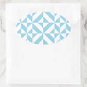 Sky Blue Geometric Deco Cube Patroon Ovale Sticker (Tas)