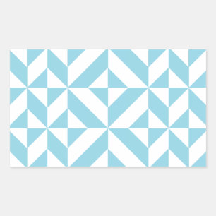 Sky Blue Geometric Deco Cube Patroon Rechthoekige Sticker