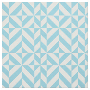 Sky Blue Geometric Deco Cube Patroon Stof