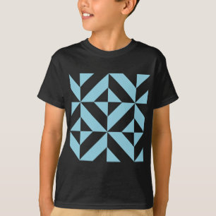 Sky Blue Geometric Deco Cube Patroon T-shirt
