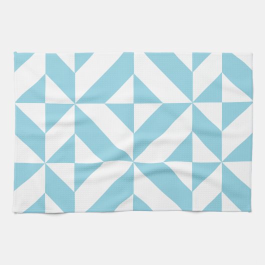 Sky Blue Geometric Deco Cube Patroon Theedoek (Horizontaal)