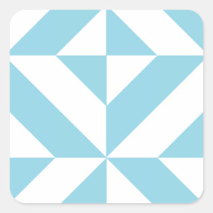 Sky Blue Geometric Deco Cube Patroon Vierkante Sticker