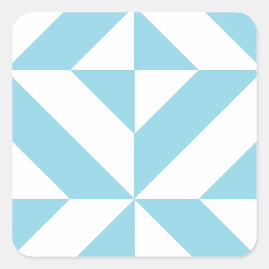 Sky Blue Geometric Deco Cube Patroon Vierkante Sticker (Voorkant)