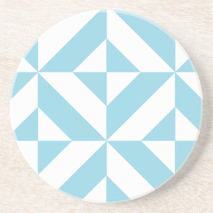 Sky Blue Geometric Deco Cube Patroon Zandsteen Onderzetter