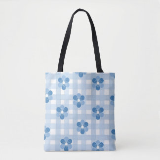 Sky Blue Geruite Canvas tas