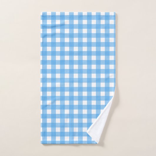 Sky blue gingham bad handdoek (Handdoek)