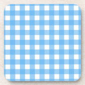 Sky blue gingham bier onderzetter (Voorkant)