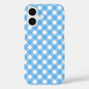 Sky blue gingham iPhone 16 hoesje