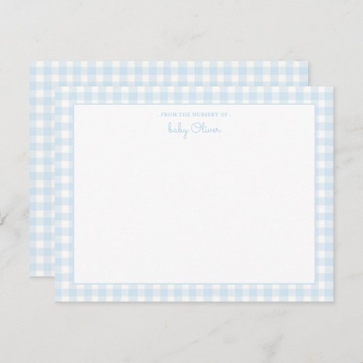 Sky Blue Gingham check Baby boy Flat Bedankt (Voorkant / Achterkant)