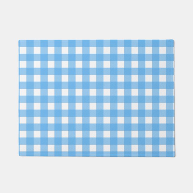 Sky blue gingham deurmat (Voorkant)