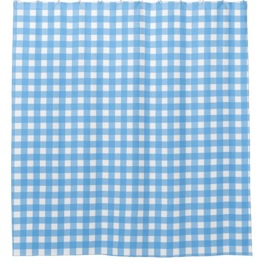 Sky blue gingham douchegordijn (Voorkant)