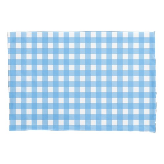 Sky blue gingham kussensloop (Voorkant)