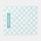 Sky Blue Gingham Plaid Dog Fleece Deken (Voorkant (Horizontaal))