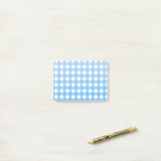 Sky blue gingham post-it® notes (Op bureau)