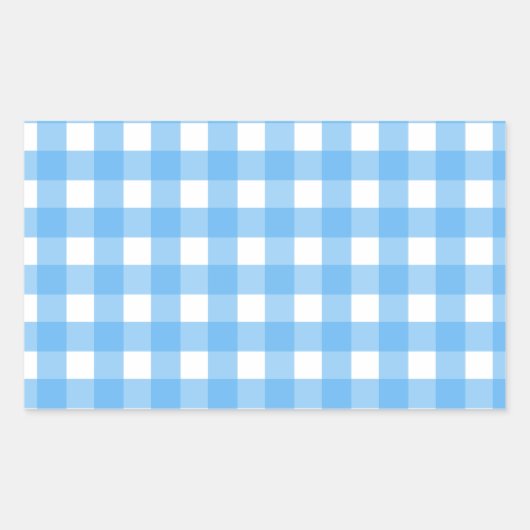 Sky blue gingham rechthoekige sticker (Voorkant)