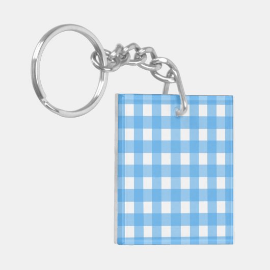 Sky blue gingham sleutelhanger (Voorkant Links)
