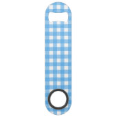 Sky blue gingham speed flessenopener (Voorkant)
