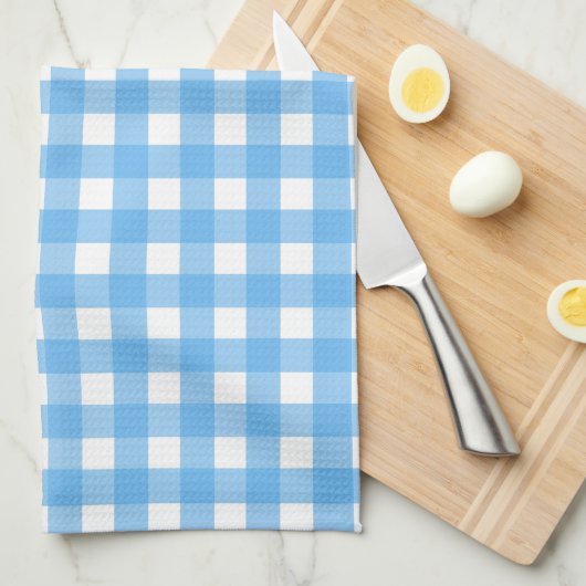 Sky blue gingham theedoek (Quarter Fold)