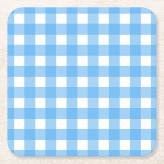 Sky blue gingham vierkante kartonnen onderzetter (Voorkant)