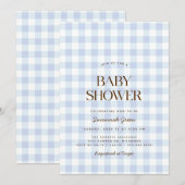 Sky Blue Gingham | Zomer picknick Baby shower Kaart (Voorkant / Achterkant)