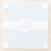 Sky Blue Glitter Monogram Glazen Onderzetter (Achterkant)