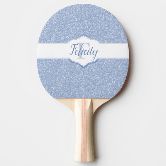 Sky Blue Glitter Monogram Ping Pong Paddle Tafeltennisbatje (Voorkant)