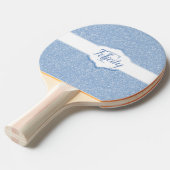 Sky Blue Glitter Monogram Ping Pong Paddle Tafeltennisbatje (Voorkant Gekanteld)