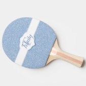 Sky Blue Glitter Monogram Ping Pong Paddle Tafeltennisbatje (Zijkant)