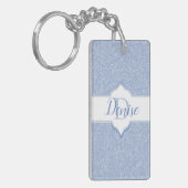 Sky Blue Glitter Monogram Sleutelhanger (Voorkant Links)